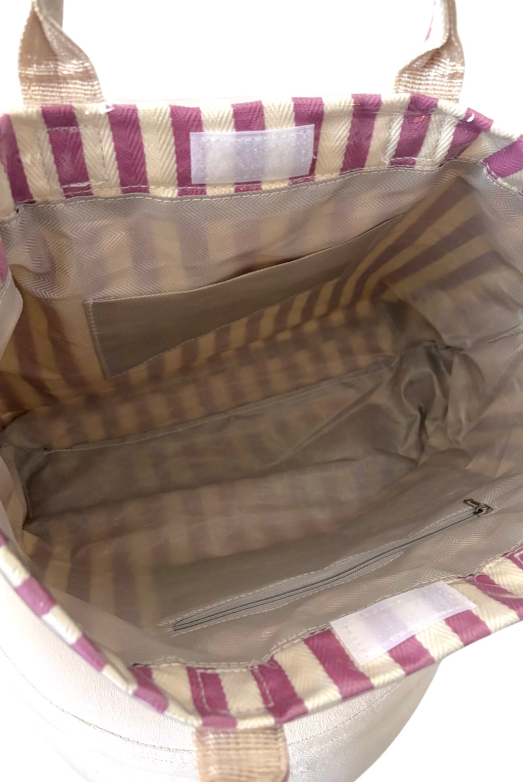 SC - ETA 4/30 - Pink and Beige Striped TOTE BAG