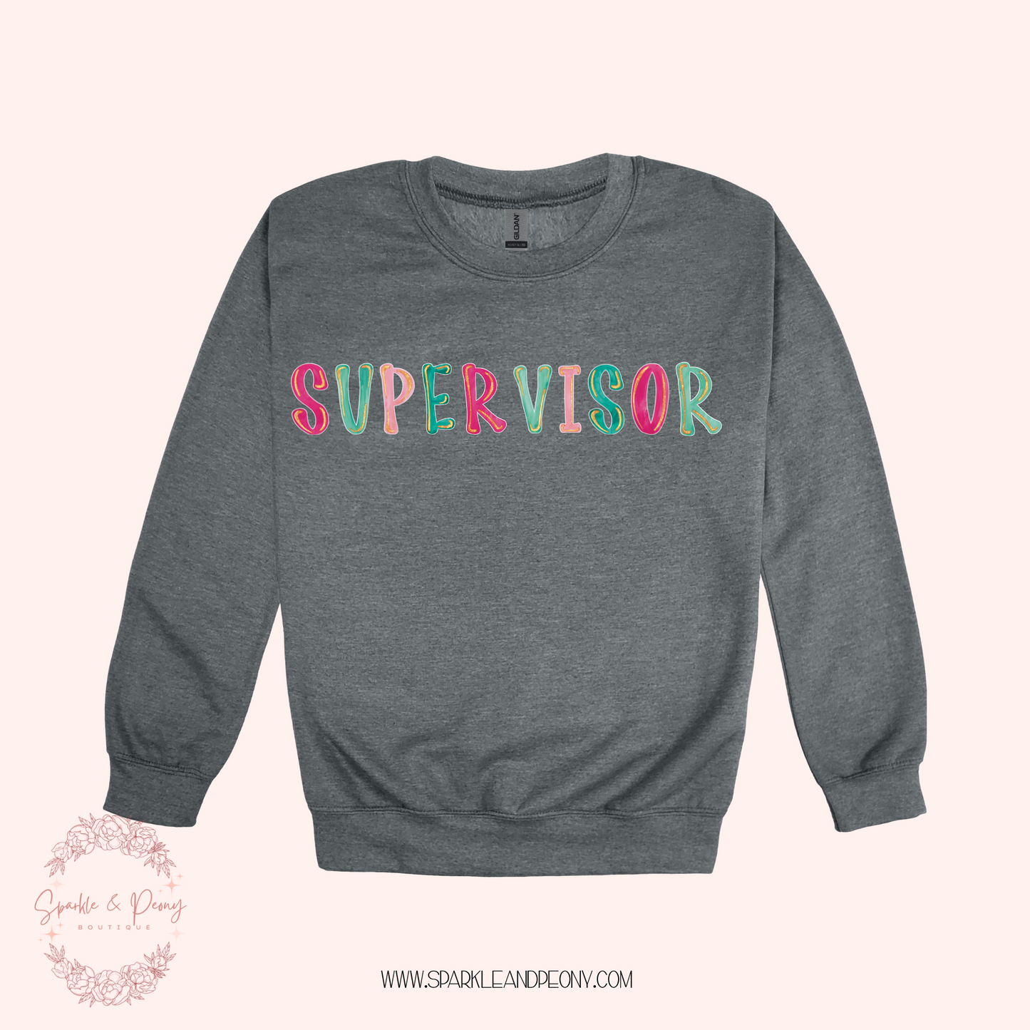 supervisor crewneck graphic- adult sizes