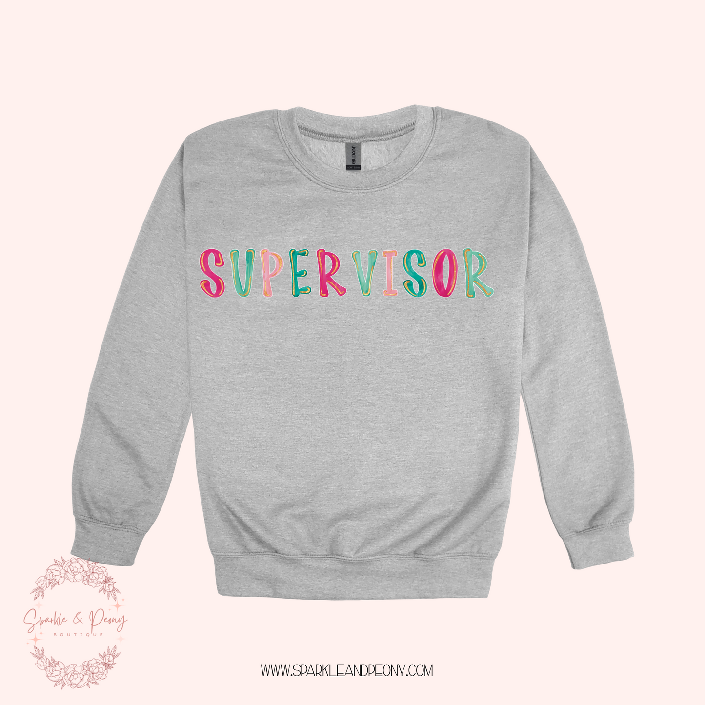 supervisor crewneck graphic- adult sizes