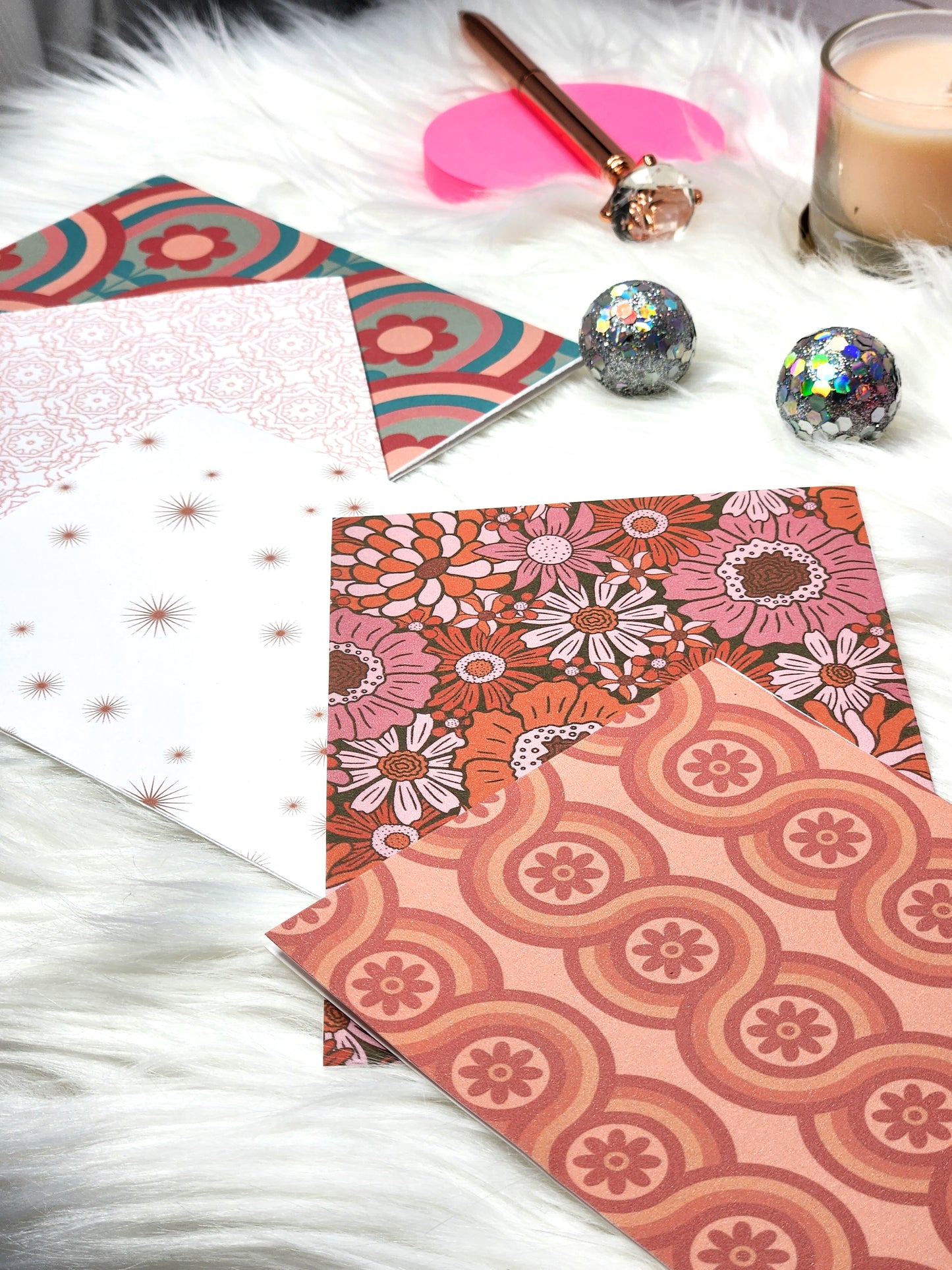 Boho vibes floral- notecards- set of 5 with envelopes