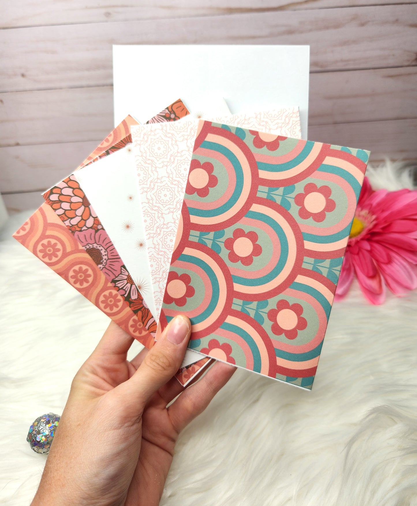 Boho vibes floral- notecards- set of 5 with envelopes