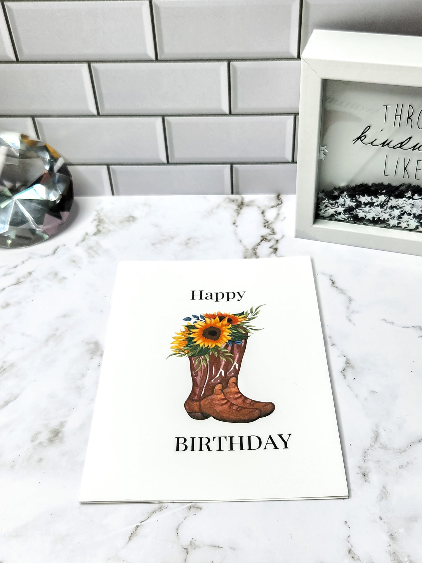 Happy Birthday Cowgirl boot flowers