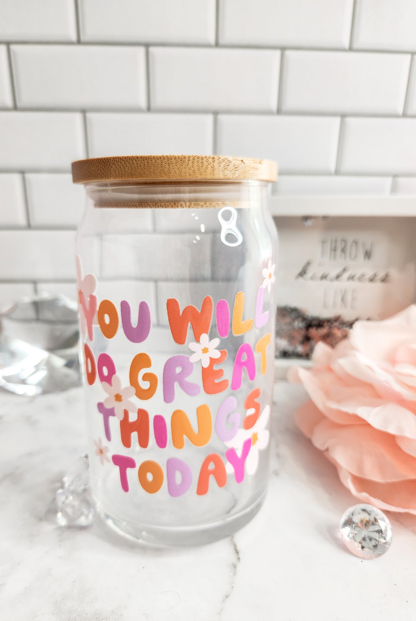 You will do great things today- 12 oz glass can- iced coffee
