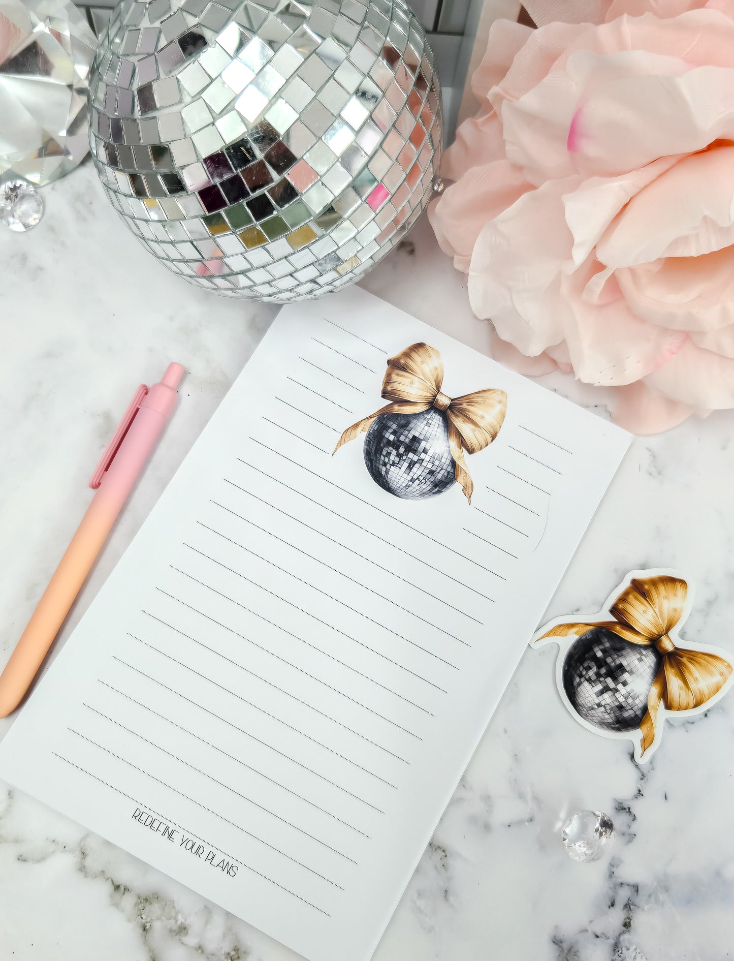 Disco ball- Sparkle everyday tearaway notepad- lined