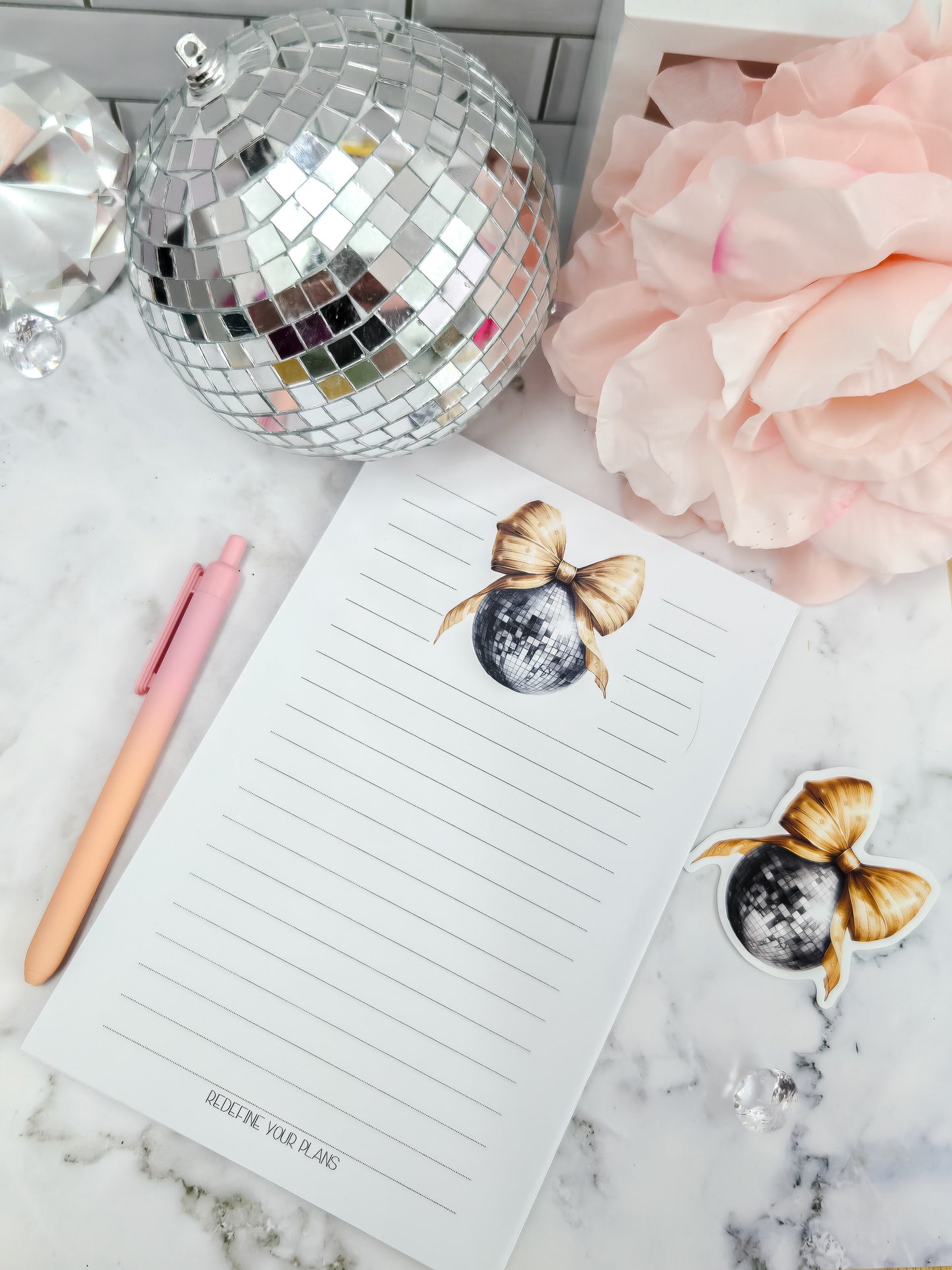 Disco ball- Sparkle everyday tearaway notepad- lined