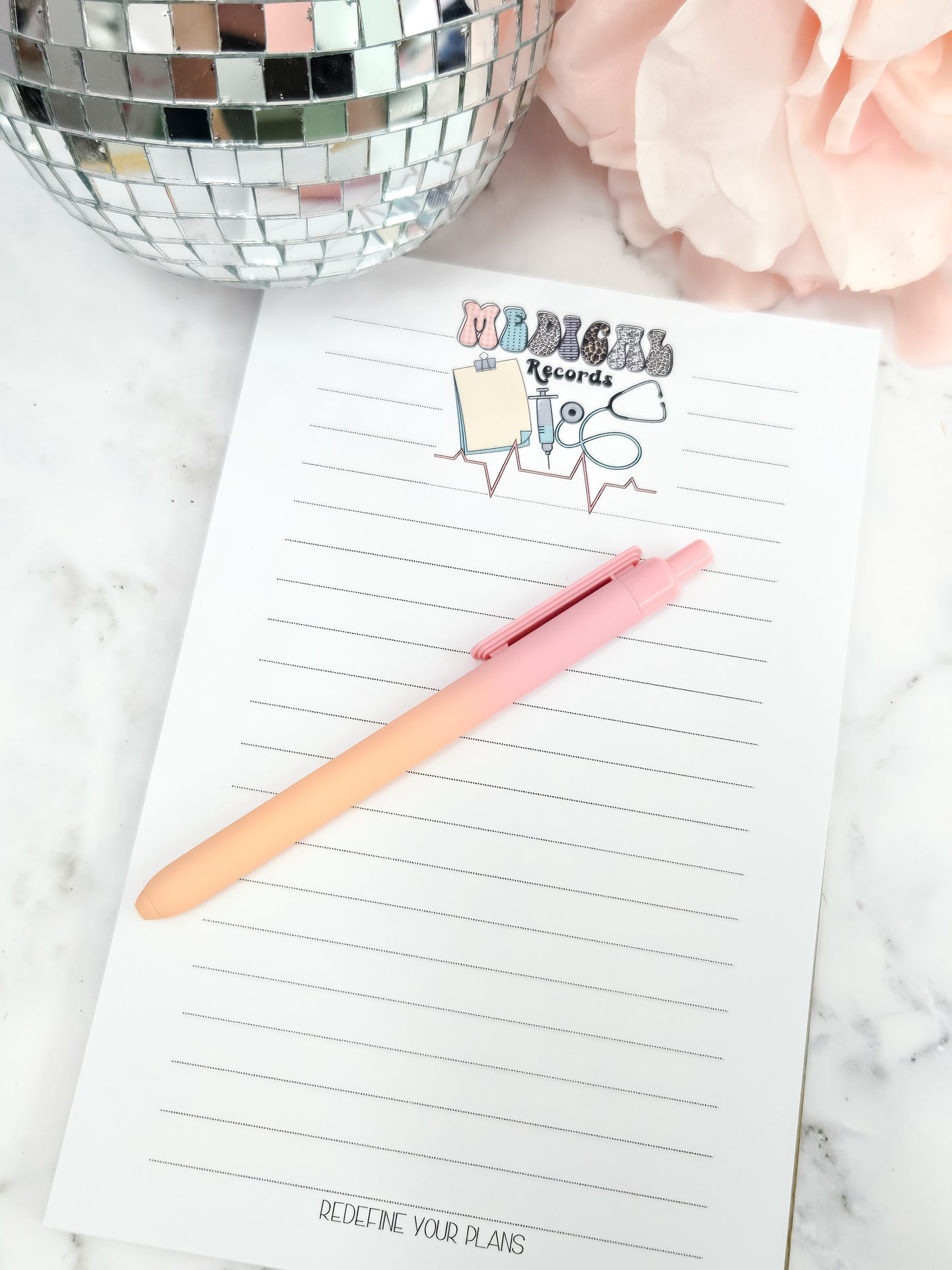 Medical records notepad-lined-tearaway notepad- stethoscope-gift