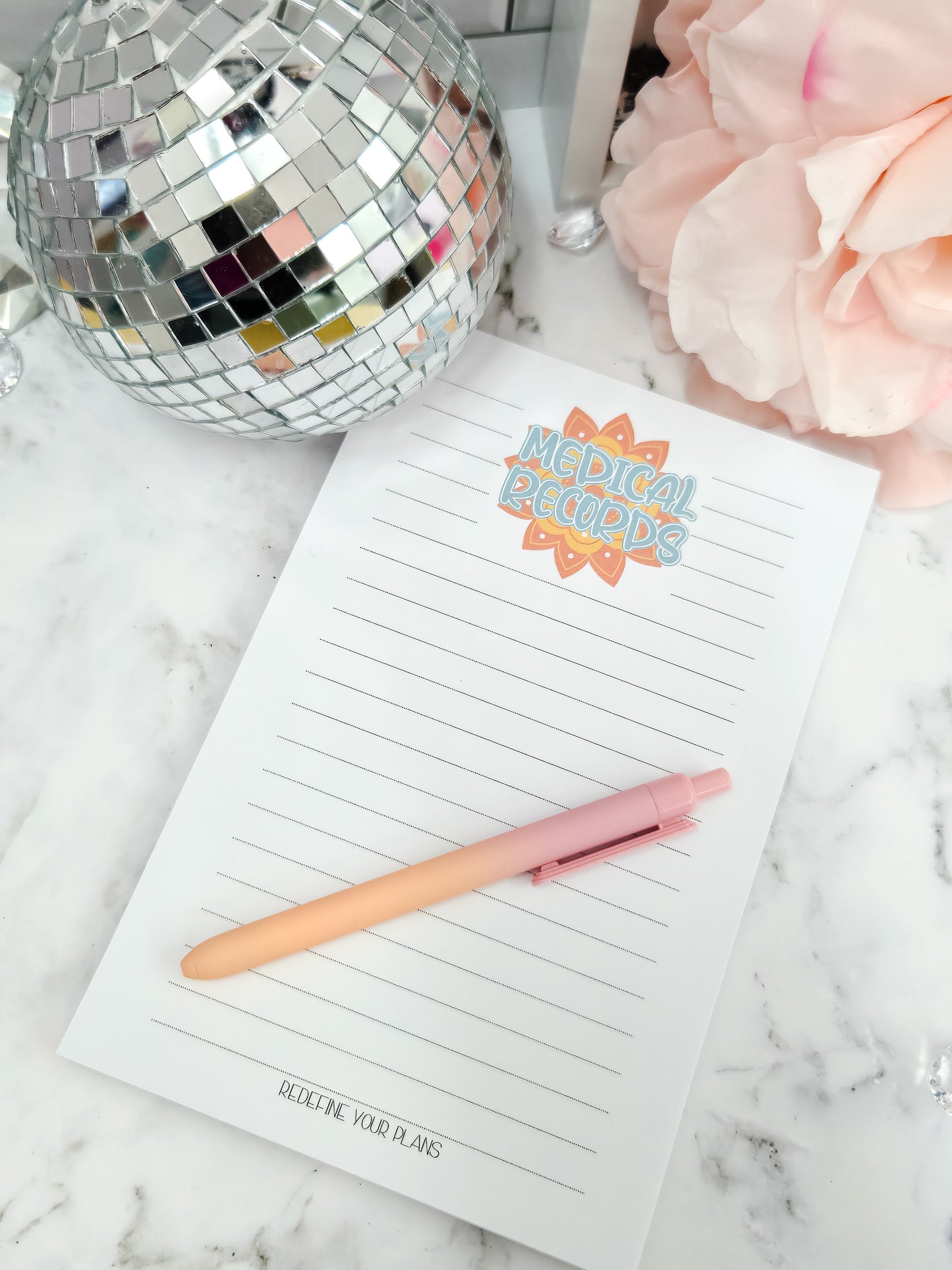 Medical Records sunburst- lined- tearaway notepad
