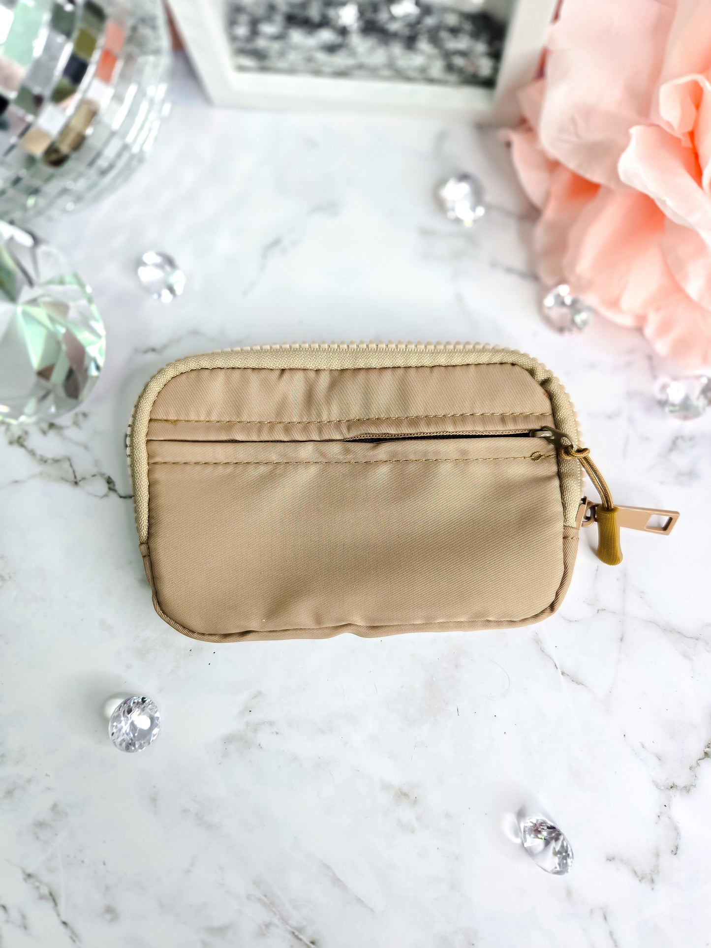 Almond check- Always on the go- wristlet ID wallet pouch