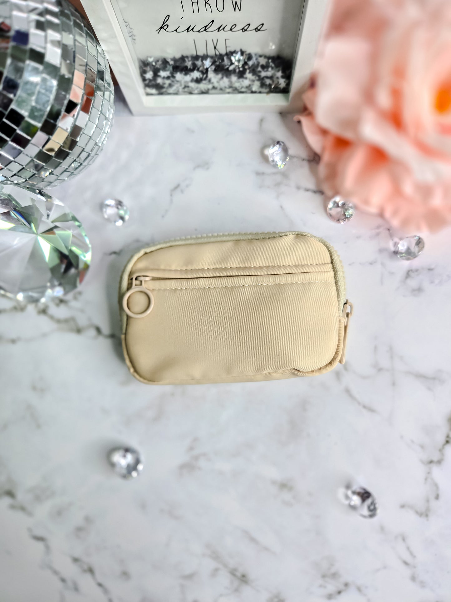 Almond check- Always on the go- wristlet ID wallet pouch
