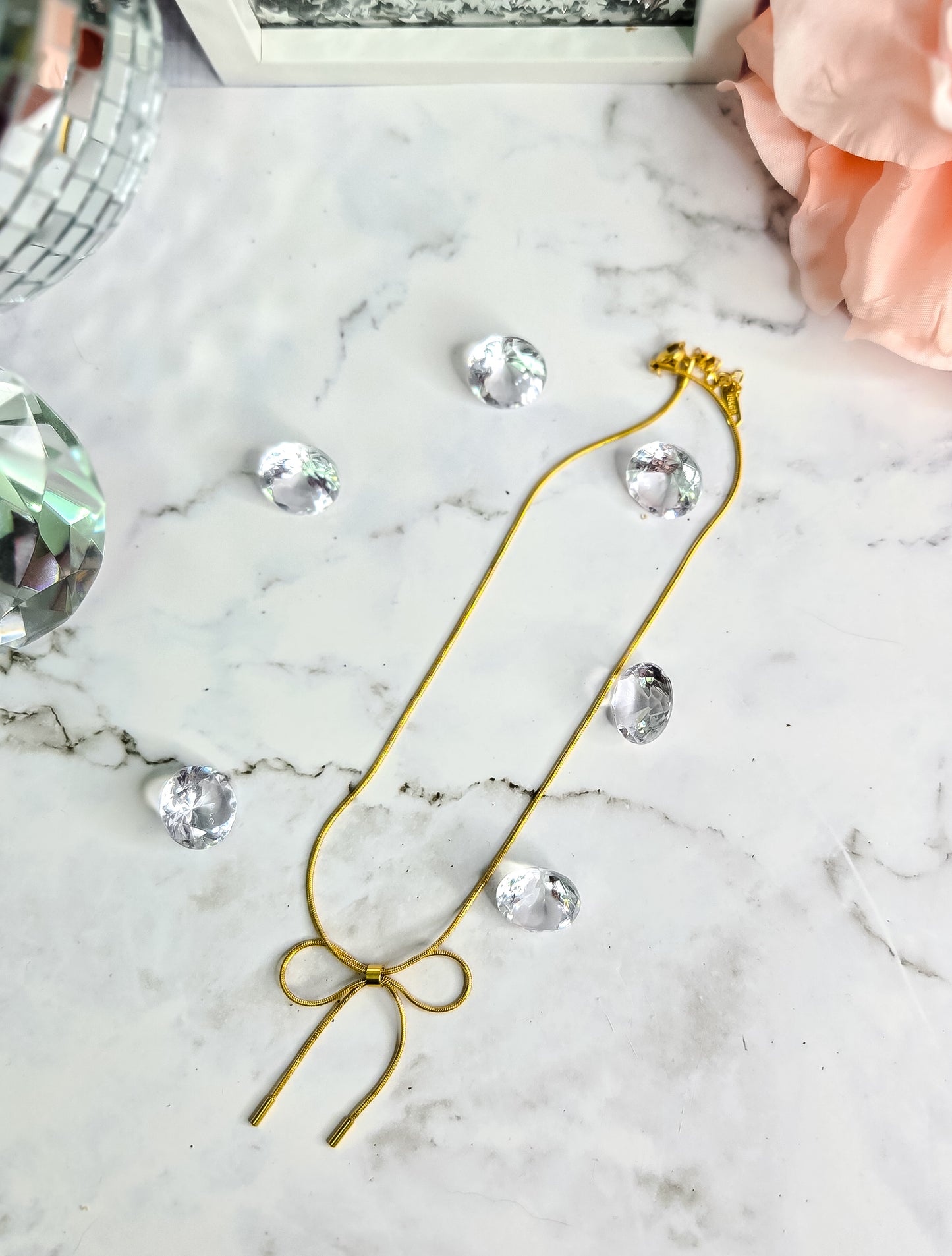 Kate non-tarnish stainless steel chain bow necklace
