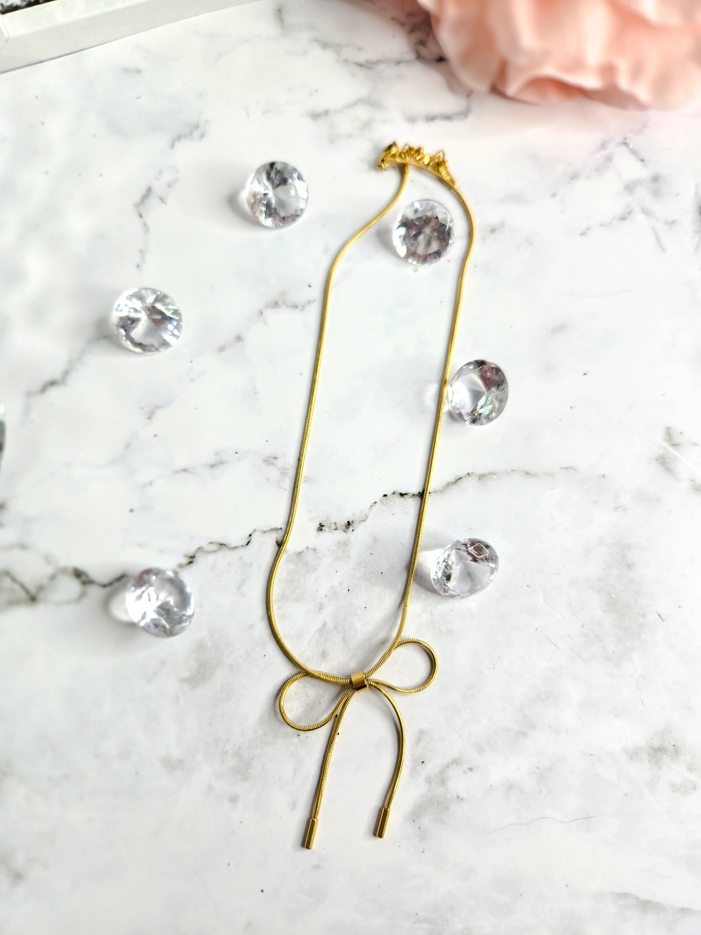 Kate non-tarnish stainless steel chain bow necklace