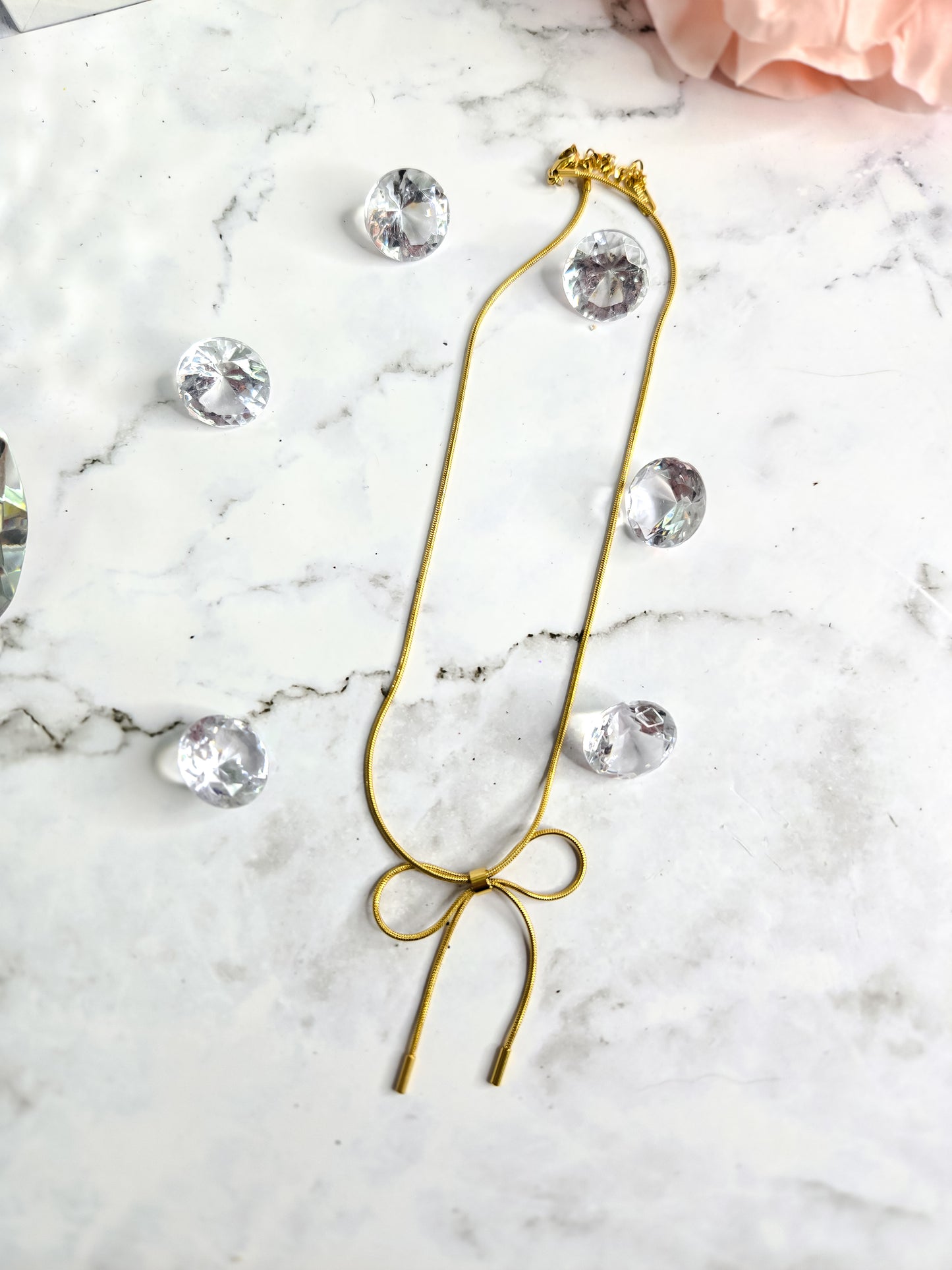Kate non-tarnish stainless steel chain bow necklace