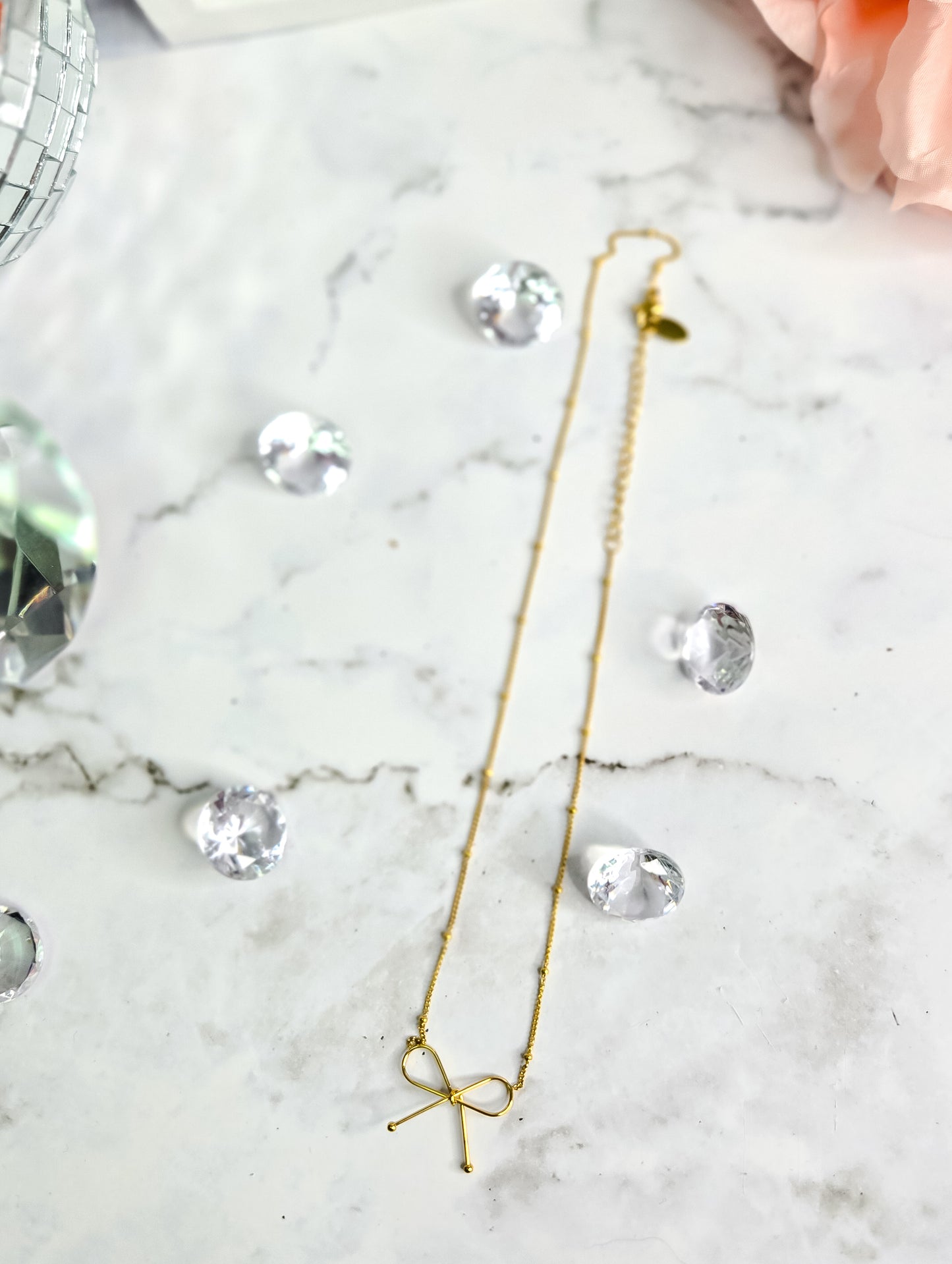 Kate non-tarnish stainless steel chain bow necklace