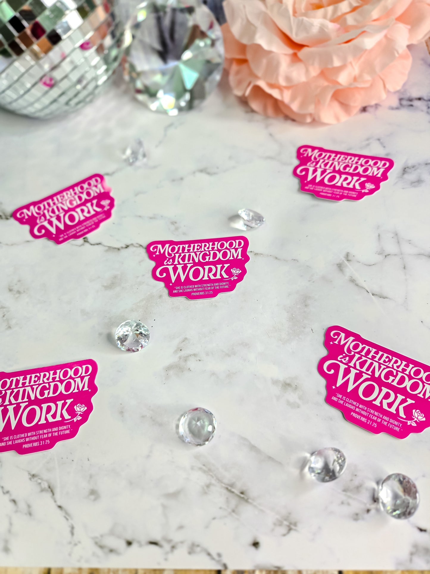 Motherhood is kingdom work- pink- sticker