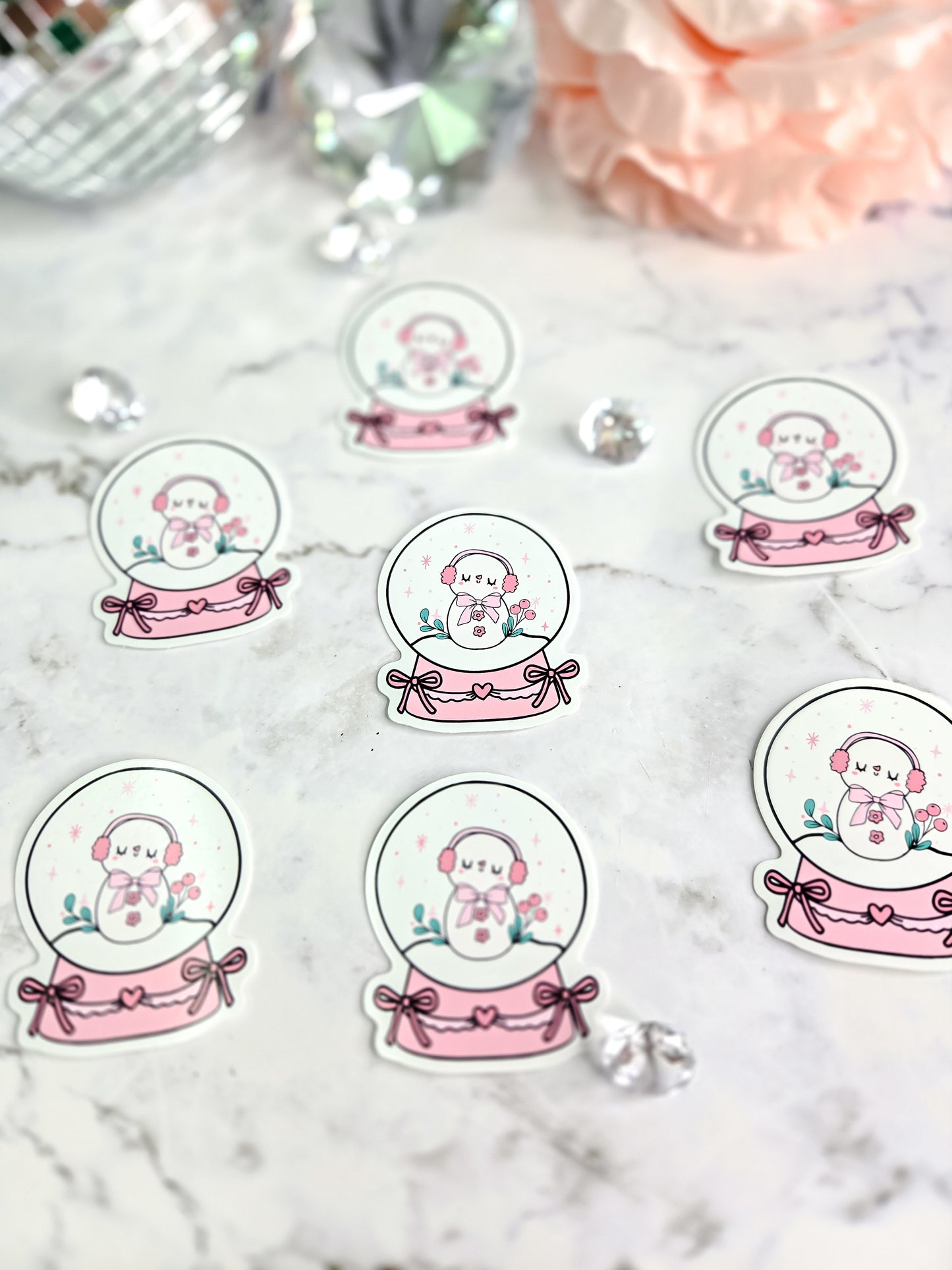 Frosty the snowman in a snowglobe sticker