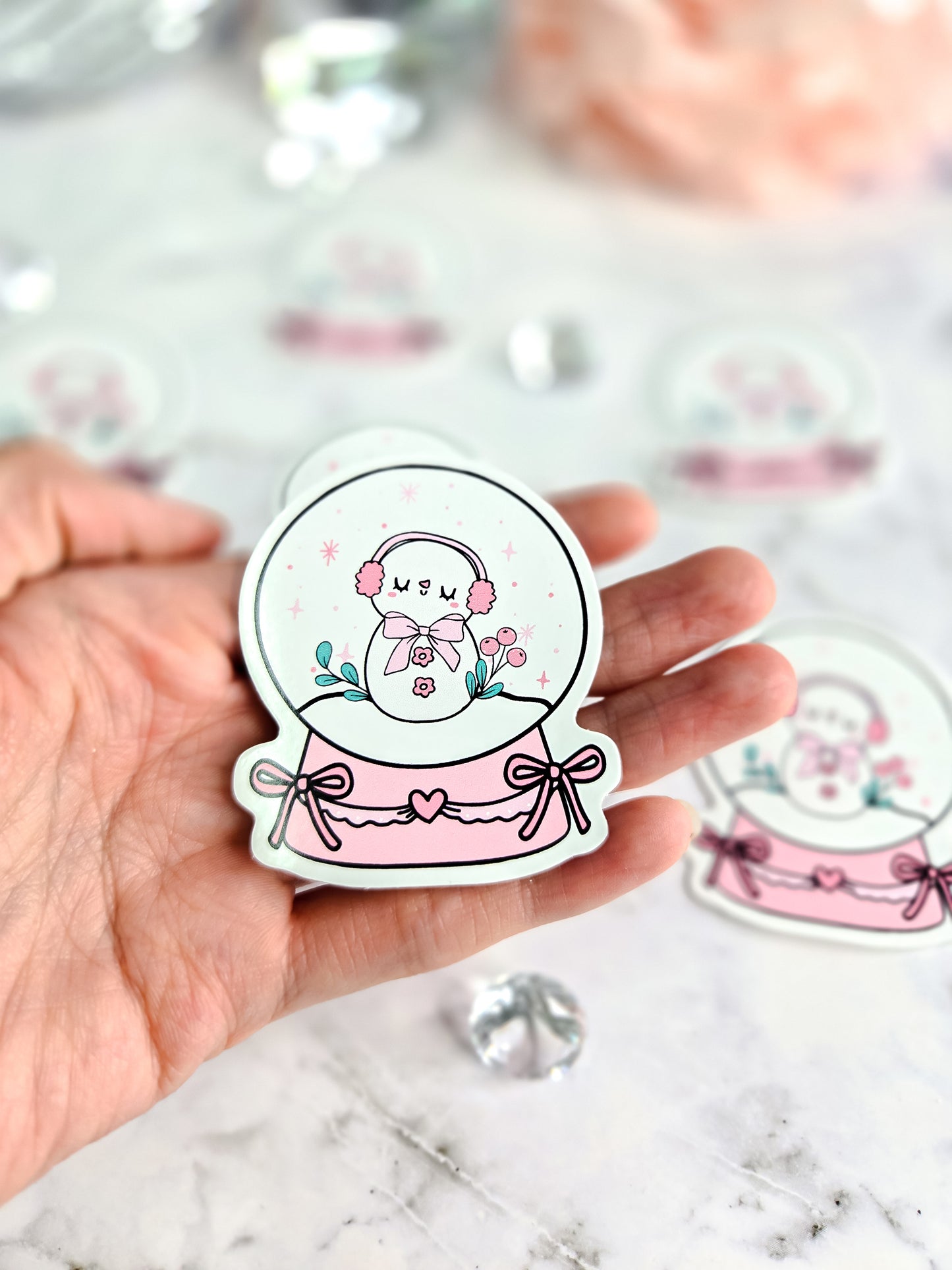 Frosty the snowman in a snowglobe sticker