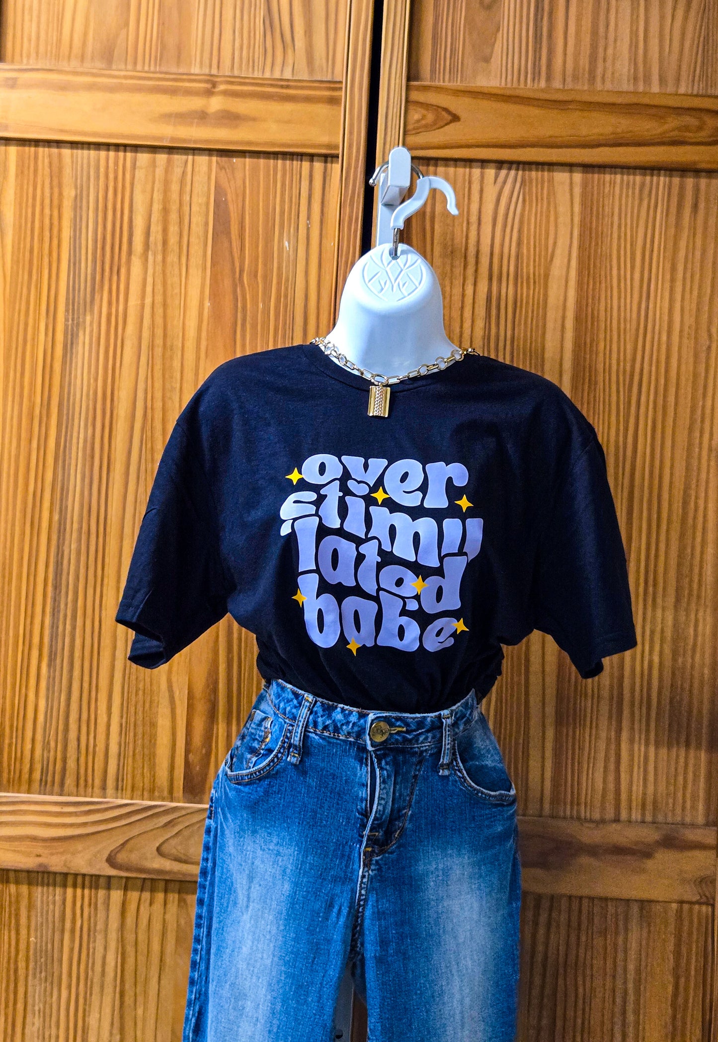 overstimulated babe graphic tee