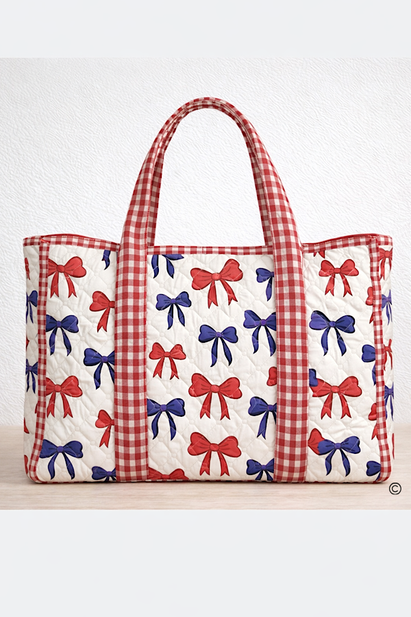 SC - ETA 4/16 - Americana Red and Blue Bow Tote Bag