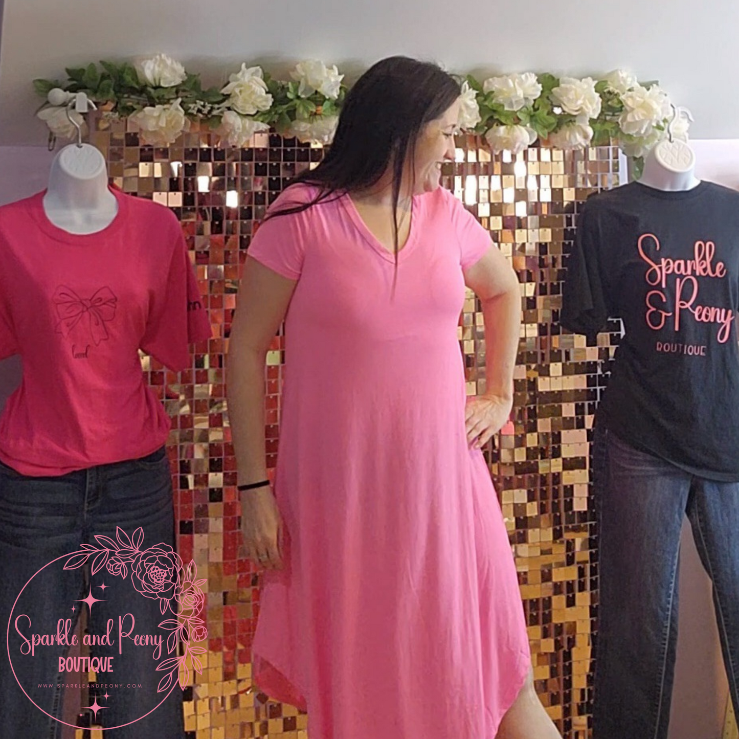 Dolman Sleeve Maxi Dress in Neon Pink
