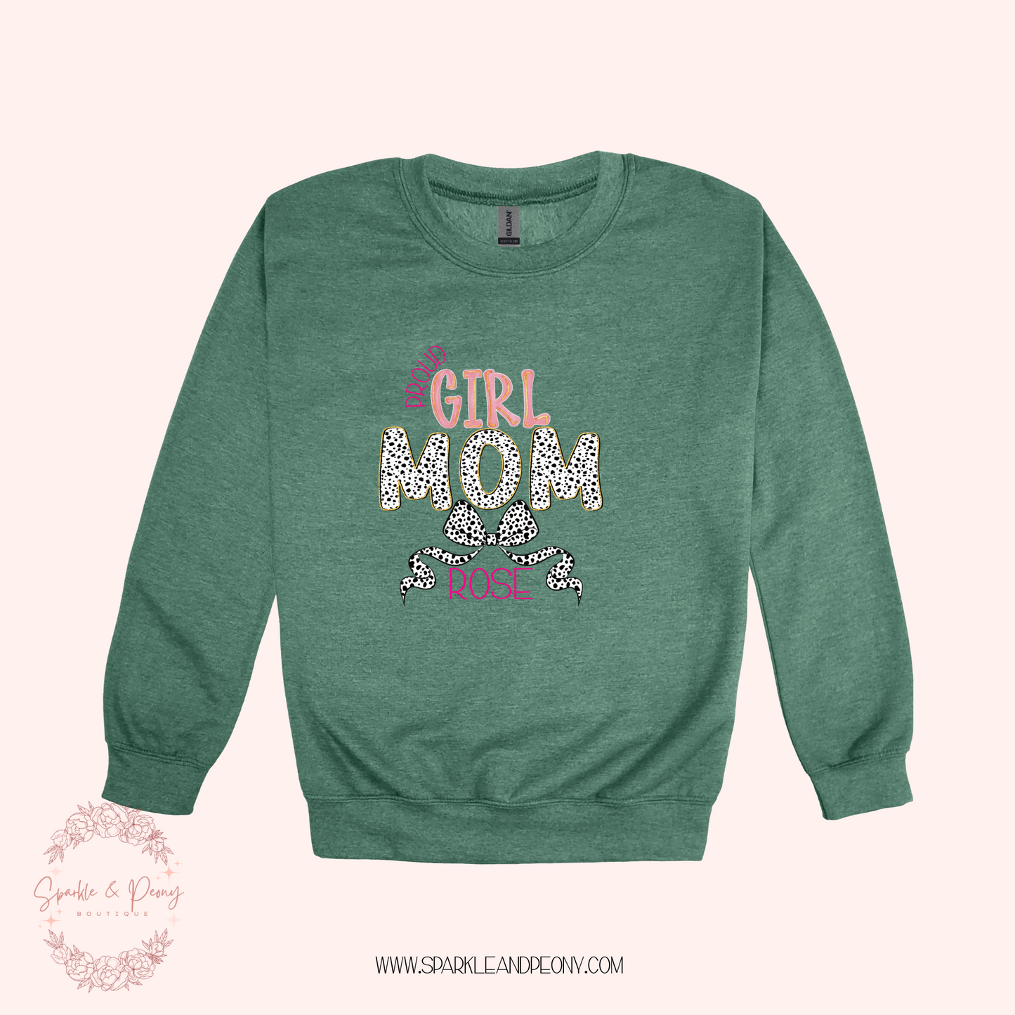 Proud girl mom with custom name crewneck graphic- adult sizes