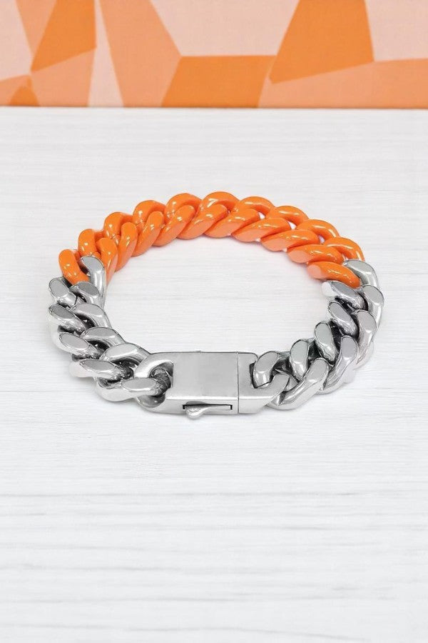 SC - ETA 5/16 - Victoria Orange and Silver Link Bracelet