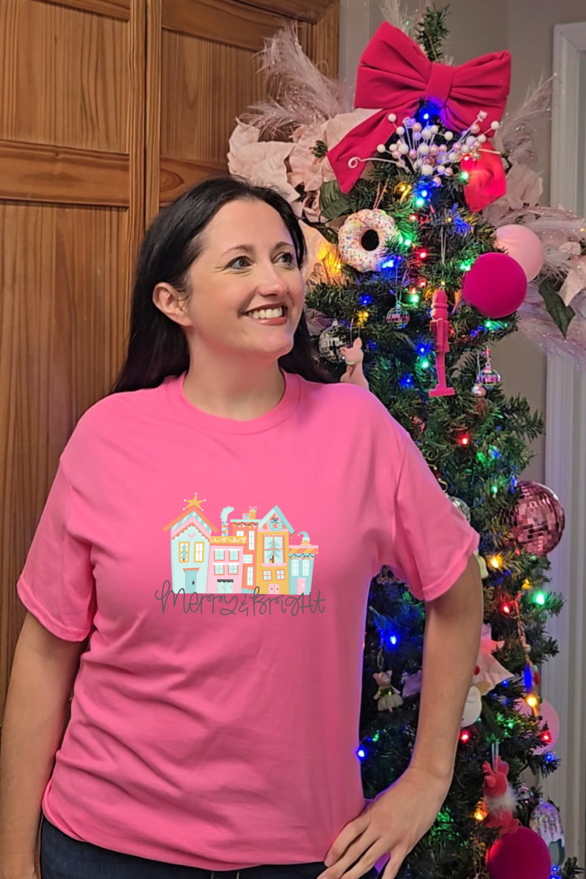 Merry Christmas in the village graphic tee