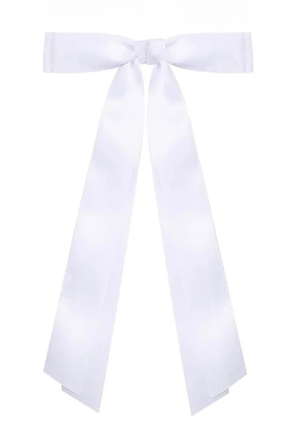 Take a bow satin hairbow in white