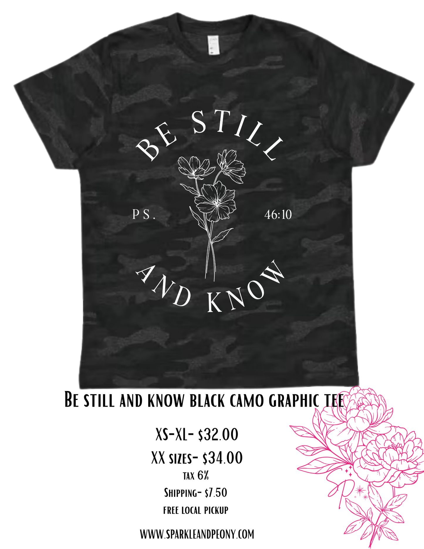 Be still and know camo graphic tee
