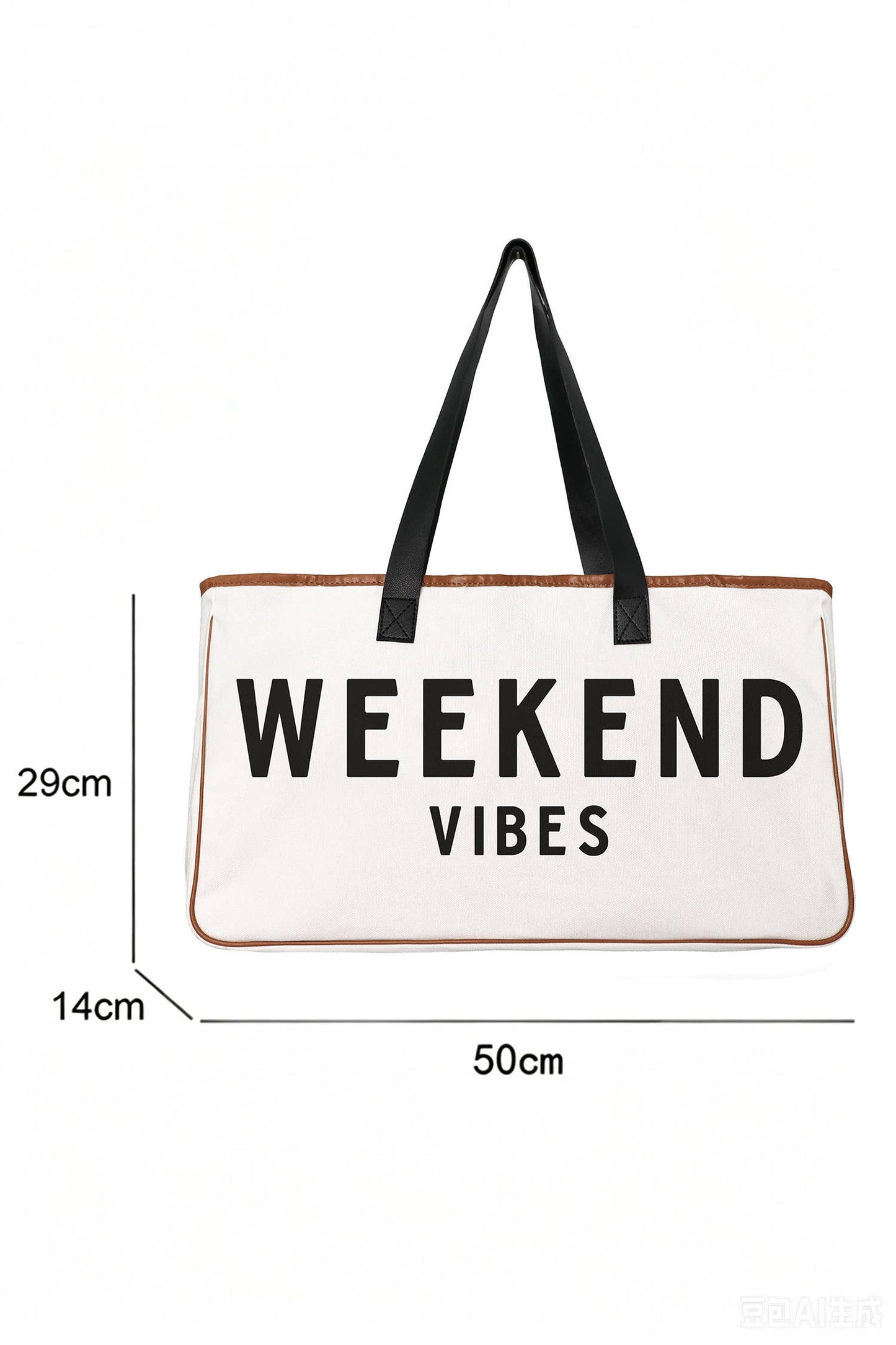 Weekend Vibes Print Summer Travel Canvas Tote Bag