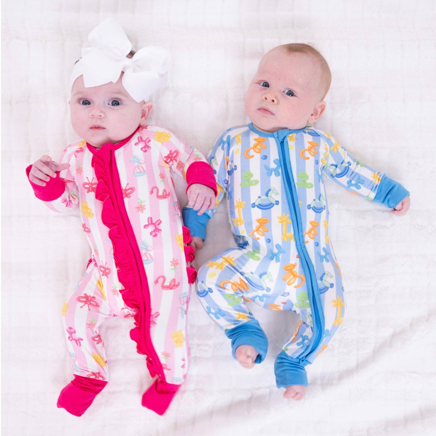 Bamboo Baby Convertible Zipper Pajama Pink Balloon Animal