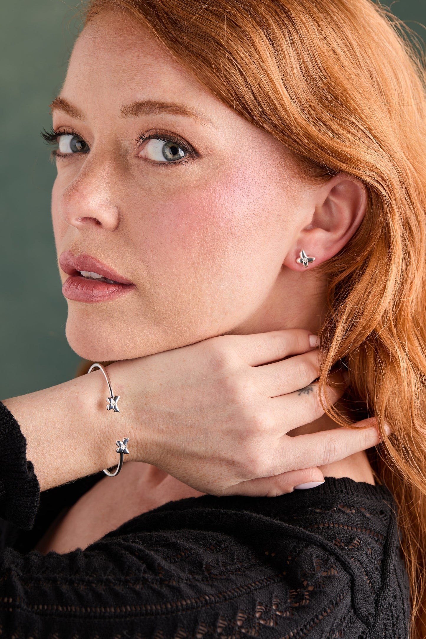 Puffy Butterfly Crystal Stud Earrings