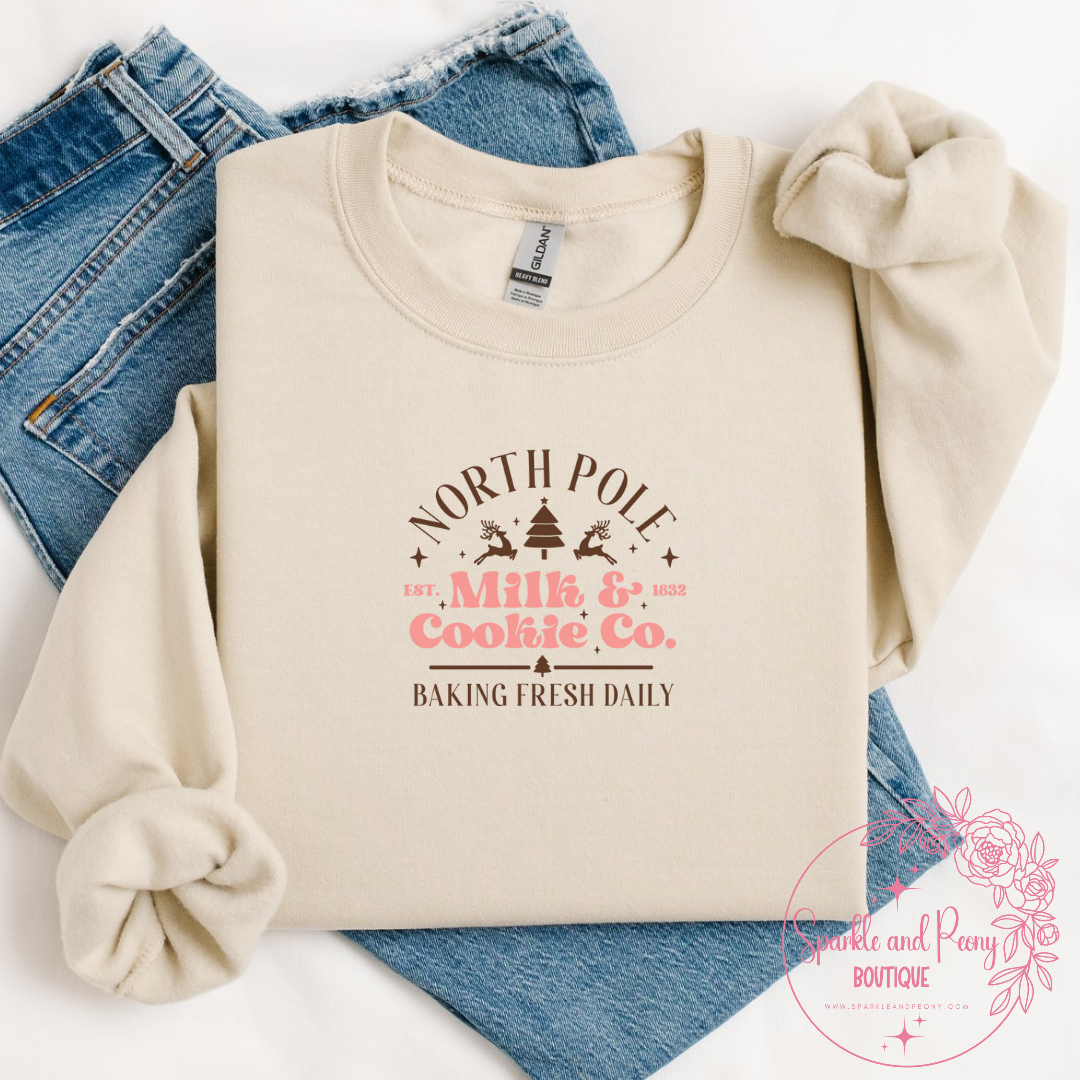 North pole milk and cookie company graphic