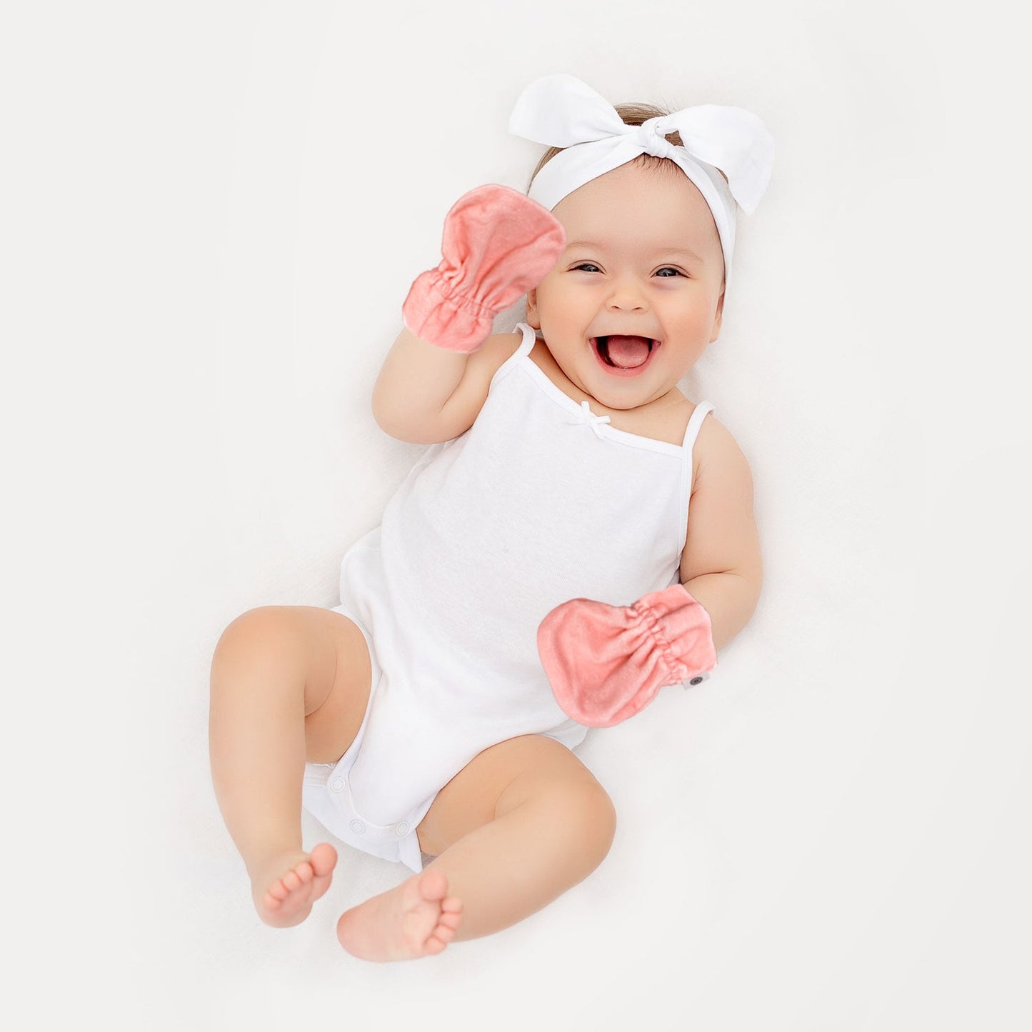 Stay-On Baby Mittens with Silicone Grip - Crystal Rose No Scratch Mittens for Newborns 0-6 Months