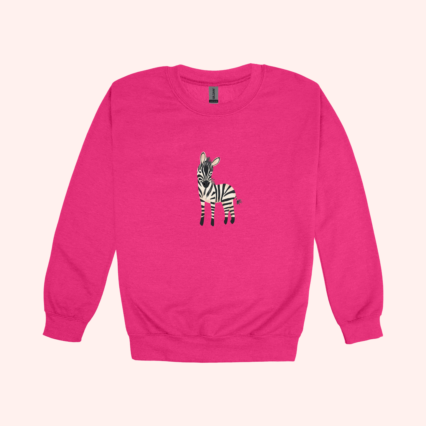 Felicity the Zebra graphic crewneck on hot pink- Adult