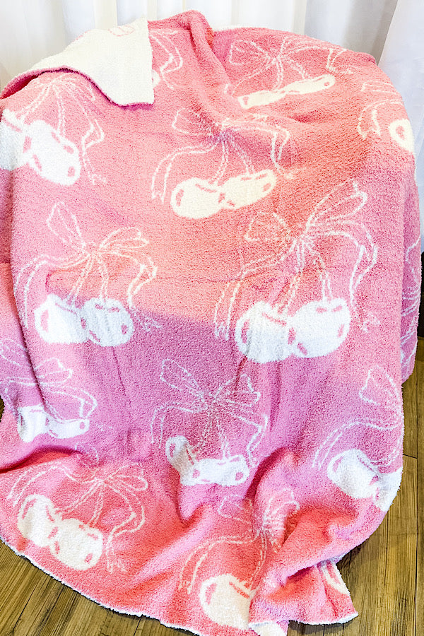 SC - Pink Cherries Luxury Blanket