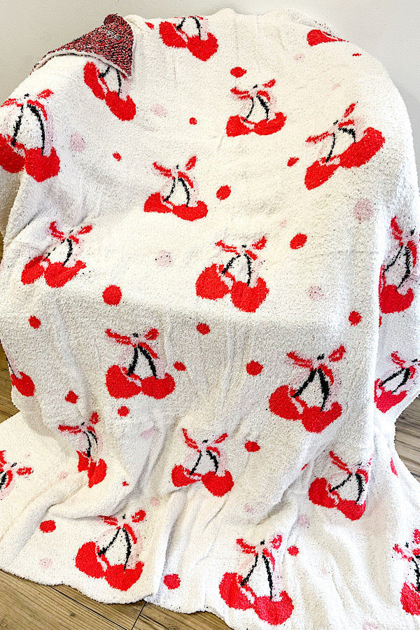 SC - Cherries with Bow Luxury Blanket