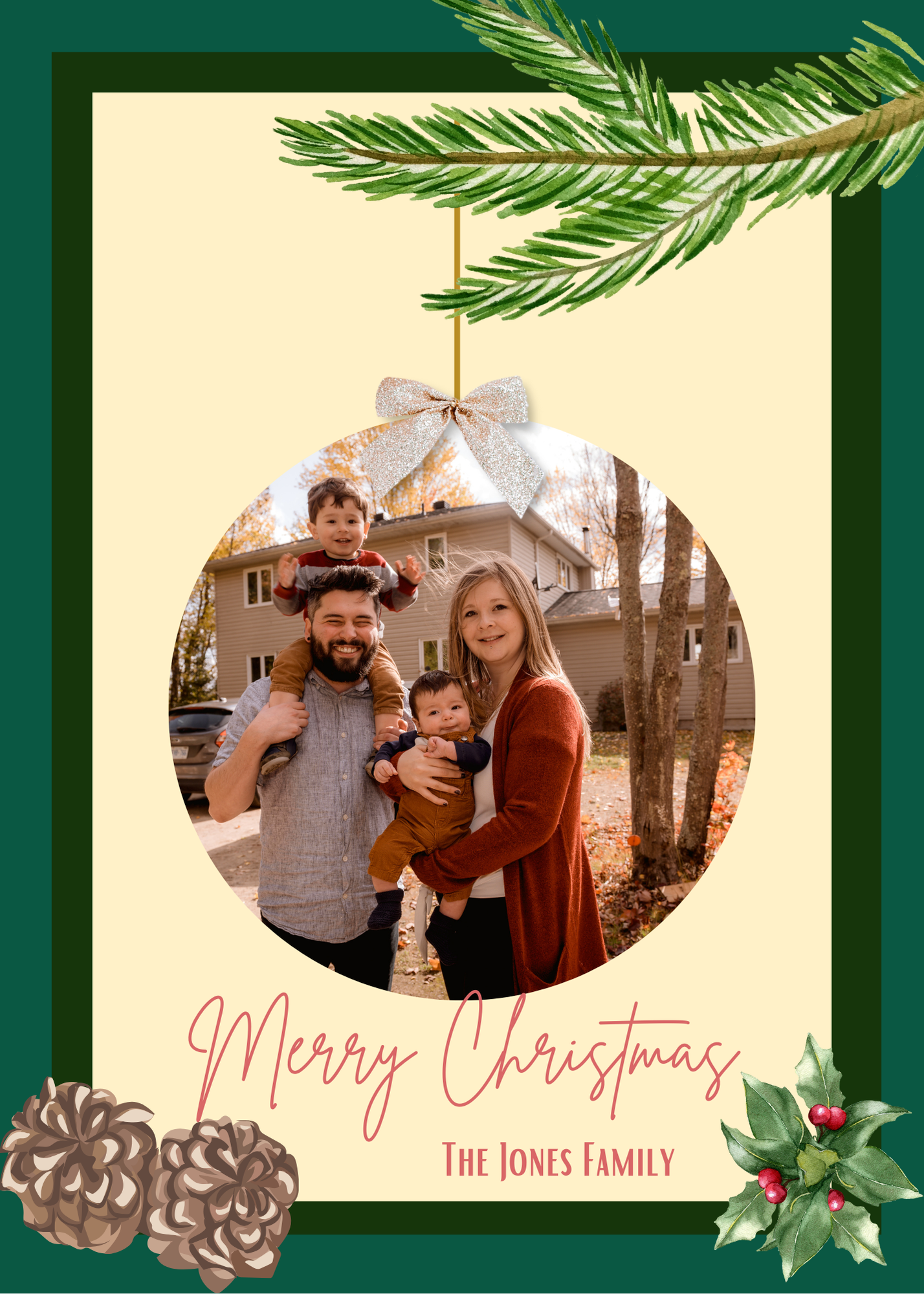 Merry Christmas Ornament Photo card template
