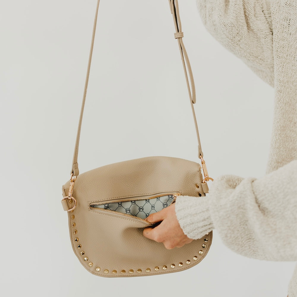 Pebbled Sabrina Studded Bum Bag