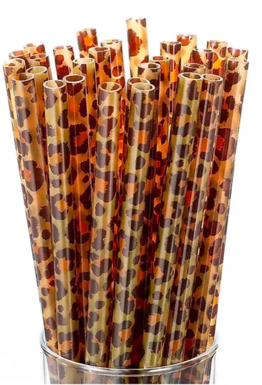 Leopard print tumbler straw