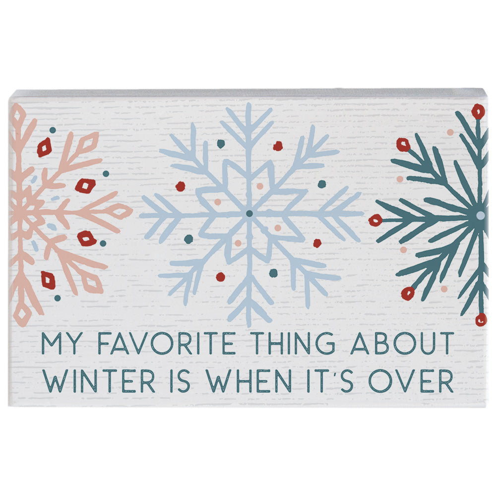 Favorite thing about winter wooden gift block