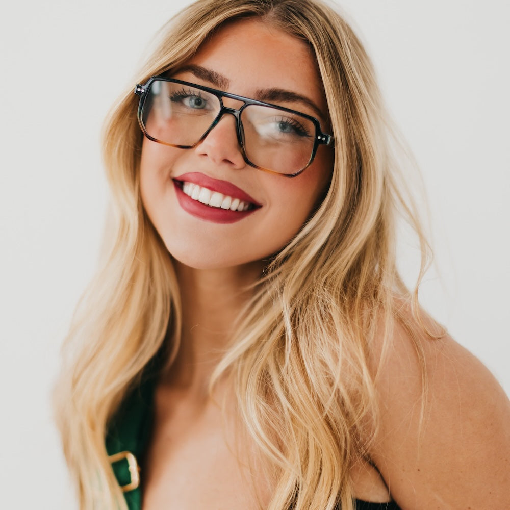 Oversized Square Aviator Blue Light Glasses
