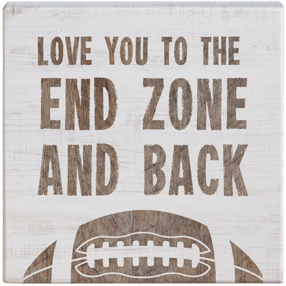 love you to the endzone and back wooden gift block