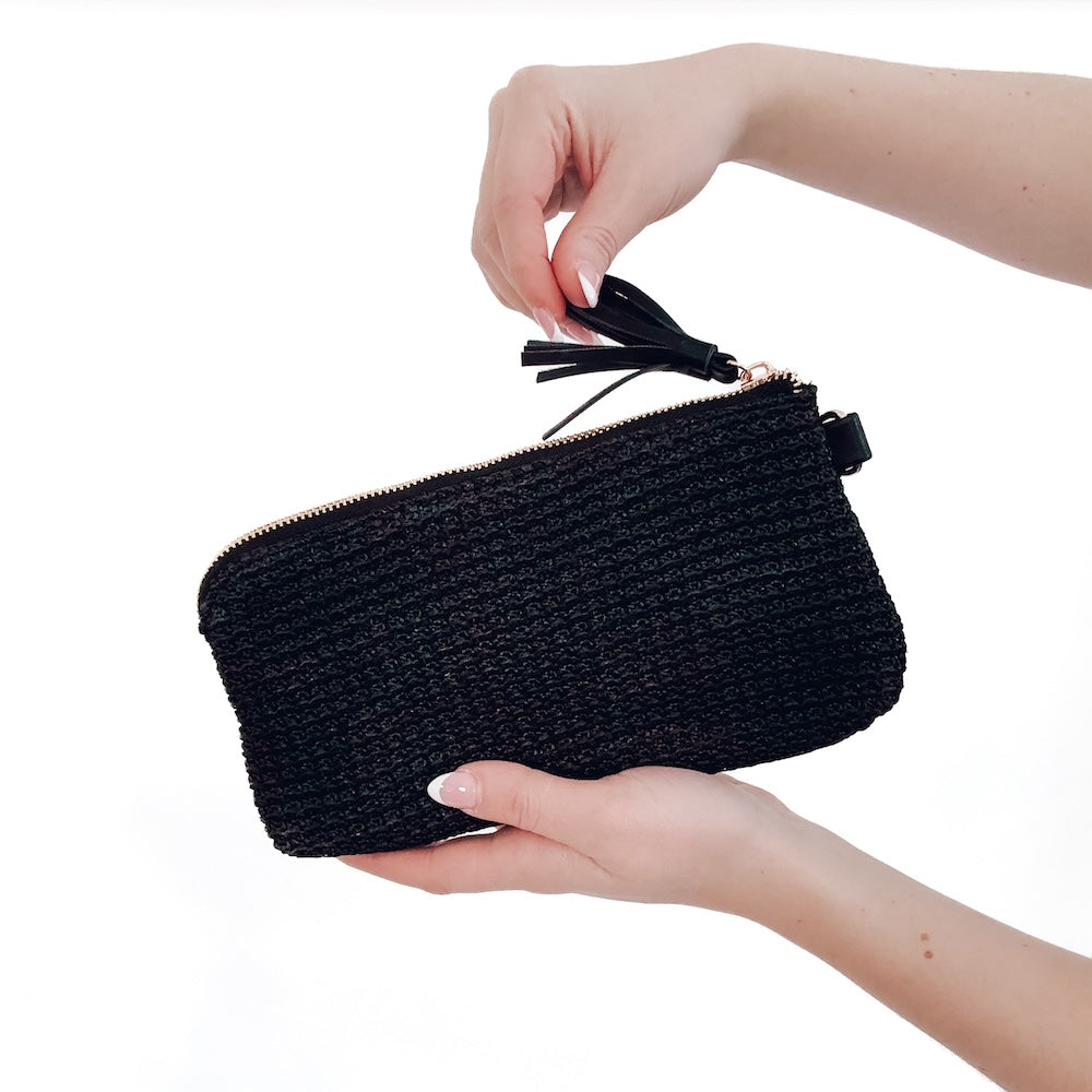 Rome Raffia Clutch Card Holder Wristlet