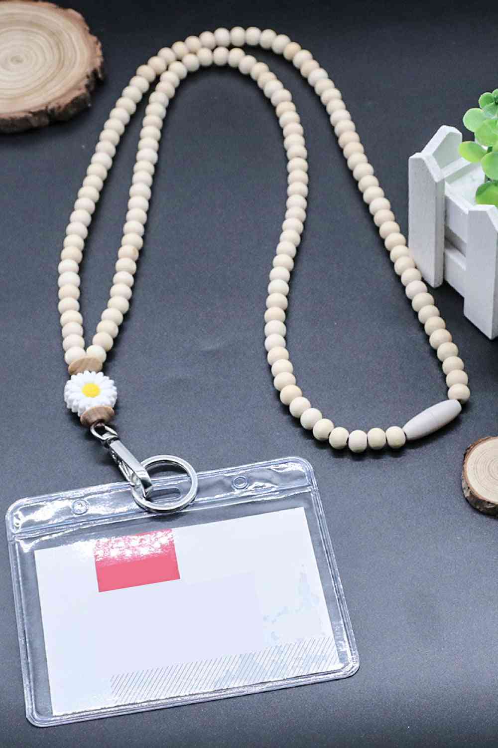 It is all daisies Beaded Lanyard