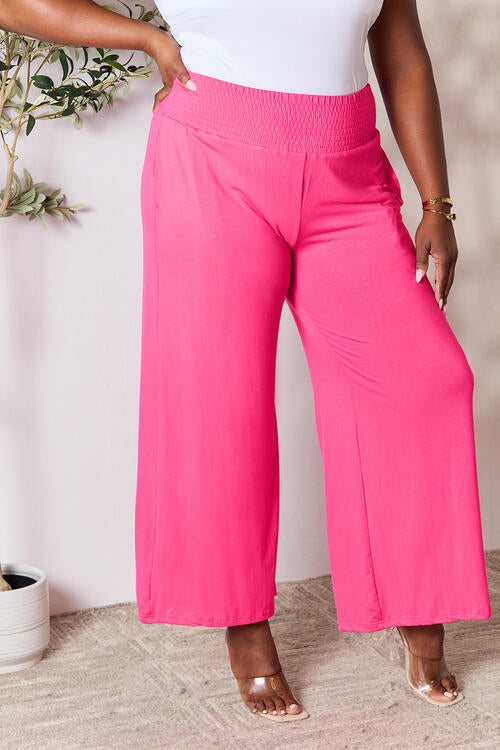 all the pretty girls walk like this-Smocked Wide Waistband Wide Leg Pants
