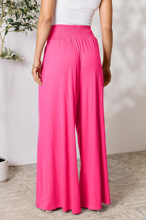 all the pretty girls walk like this-Smocked Wide Waistband Wide Leg Pants