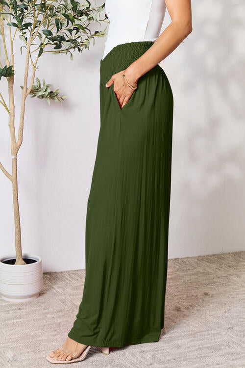 all the pretty girls walk like this-Smocked Wide Waistband Wide Leg Pants