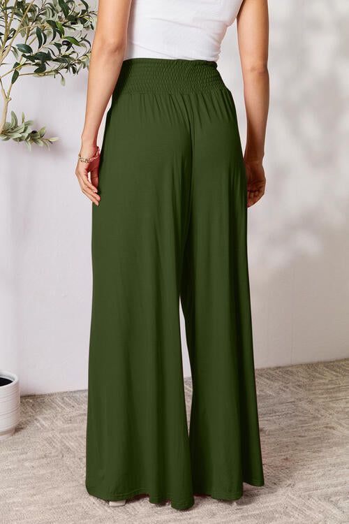 all the pretty girls walk like this-Smocked Wide Waistband Wide Leg Pants