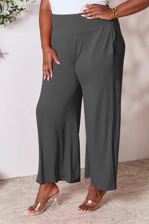 all the pretty girls walk like this-Smocked Wide Waistband Wide Leg Pants