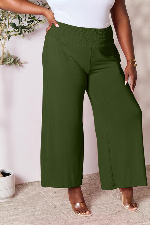 all the pretty girls walk like this-Smocked Wide Waistband Wide Leg Pants